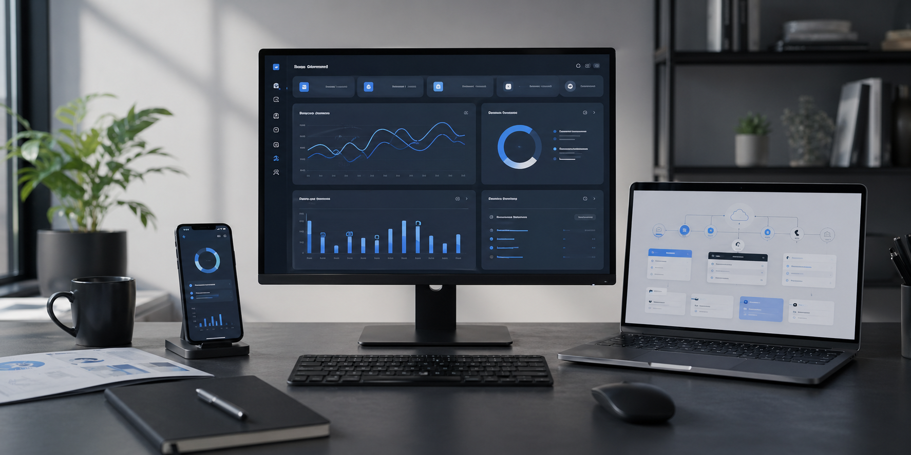 Modern dashboard and web platform product mockup
